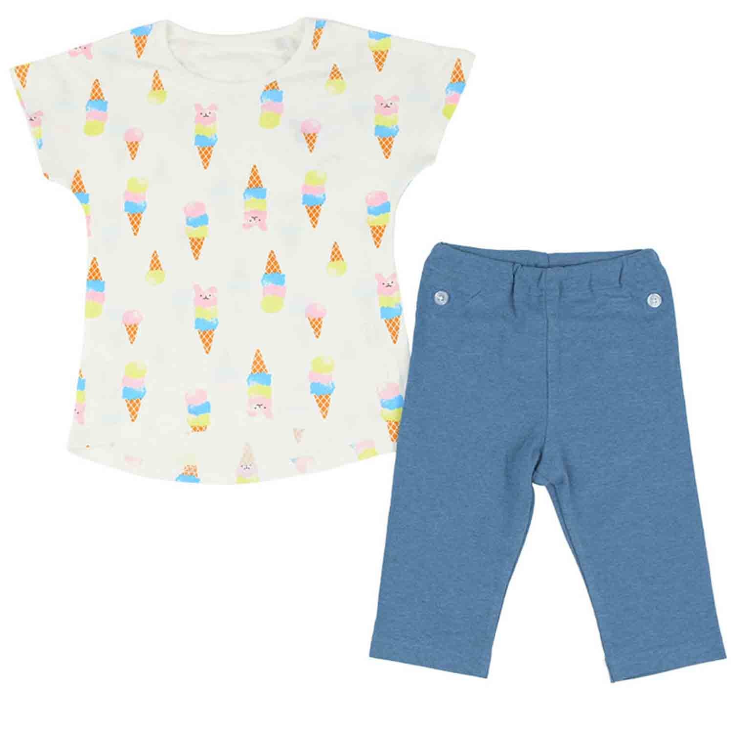 akachan honpo - 女短袖家居服CoCupa!! 背部為棉紗-冰淇淋兔-米白色