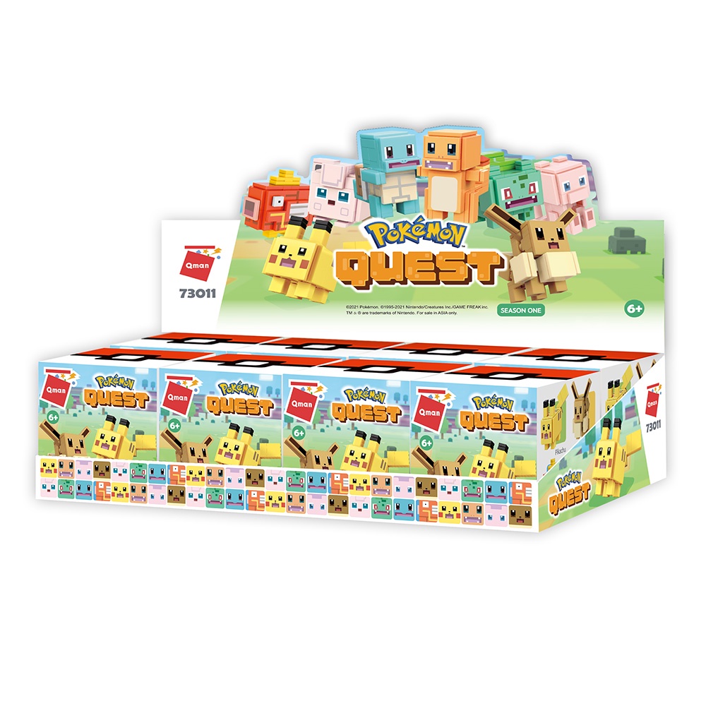 Qman啟蒙積木 精靈寶可夢探險尋寶小公仔積木 (全套八入盒裝)