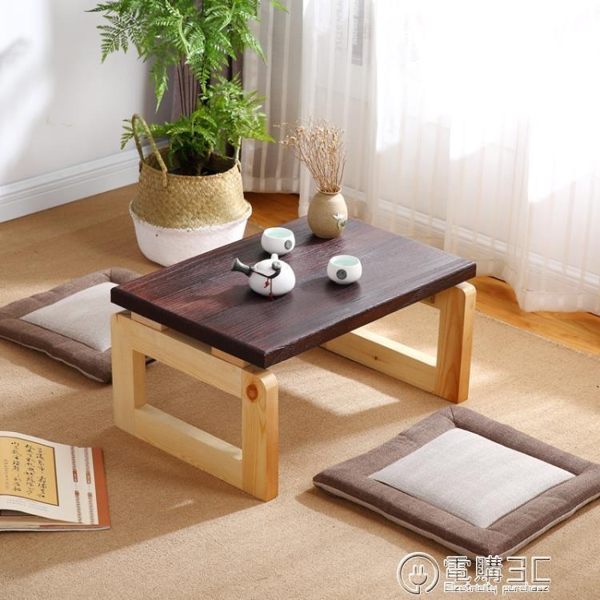 炕桌榻榻米窗邊桌實木茶台家用日式飄窗桌子可摺疊矮桌小茶幾地桌