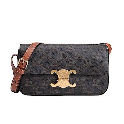 CELINE TRIOMPHE經典金屬LOGO側背包(黃褐色)
