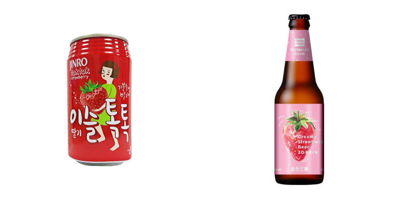 真露TOKTOK草莓風味雞尾酒、金色三麥3D草莓啤酒