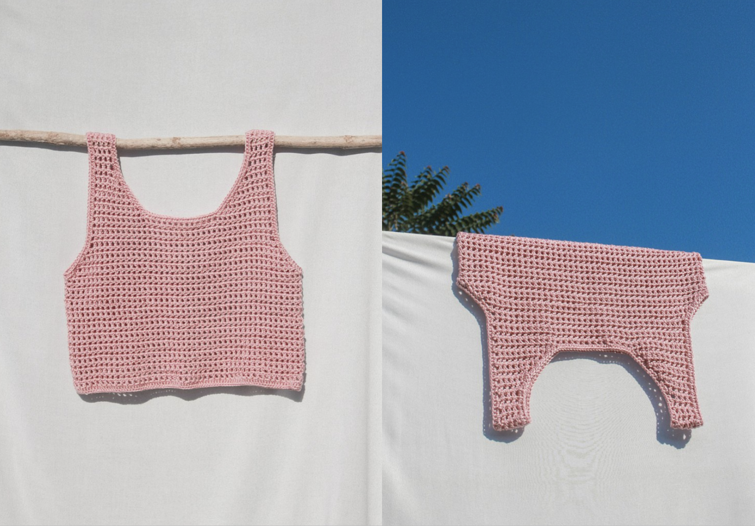 粉色針織背心短版上衣