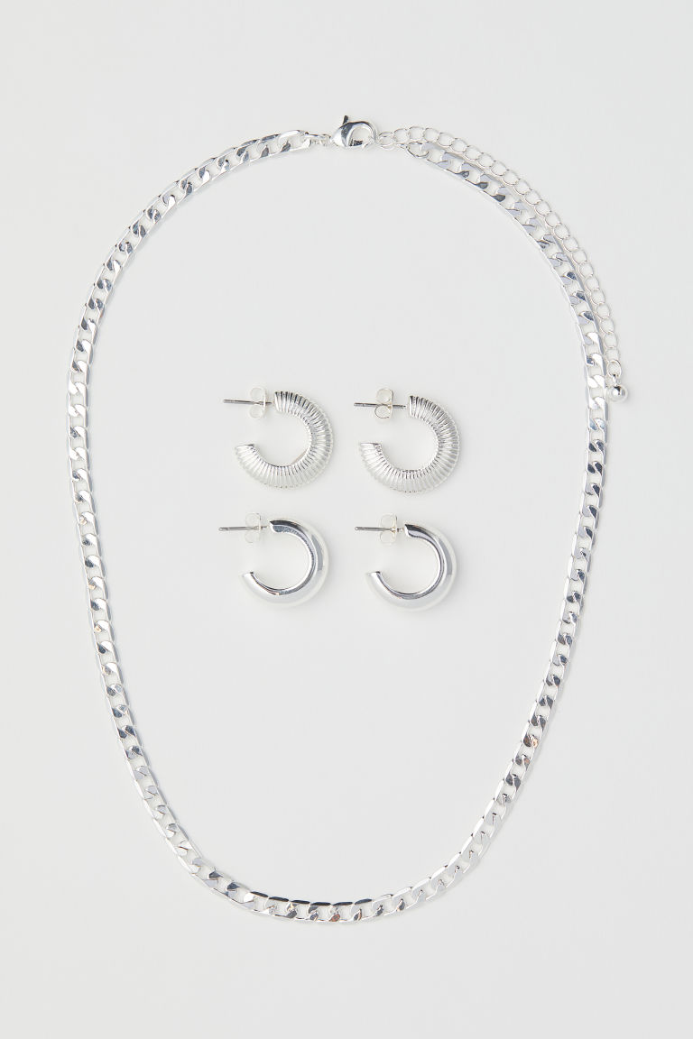 H & M - 項鍊和耳環 - 銀色