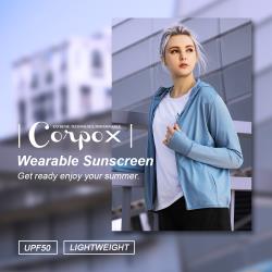 ◎UPF50+抗紫外線係數極佳 夏天也不怕曬|◎網眼透氣輕薄材質，彈性舒適穿搭。|◎連帽、拇指扣、拉鍊高領設計，全方位防曬結構。商品名稱:【CorpoX】女款網眼抗UV連帽外套品牌:無品牌定位:流行品