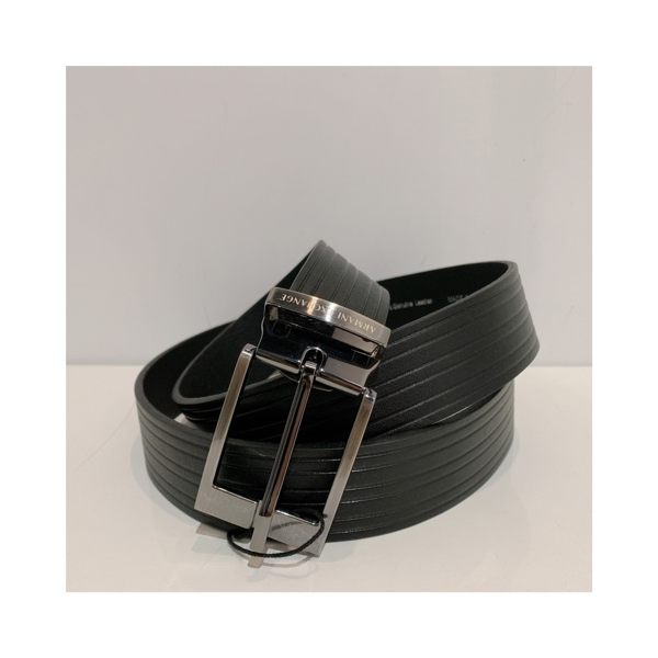 【蟹老闆】AX 男皮帶 凹線條黑 ONE SIZE