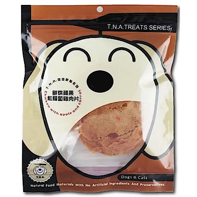 【任選】T.N.A 悠遊鮮點 鮮烘蘋果紅蘿蔔雞肉片 80G