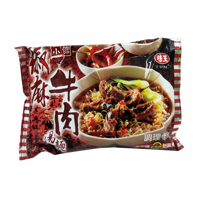 - 商品編號：634049- 品牌：味王- 規格/內容物：91g/包- 成分：麵體：麵粉、棕櫚油、樹薯澱粉、食鹽、品質改良劑〔碳酸鉀、偏磷酸鈉、多磷酸鈉、磷酸二氫鈉(無水)、焦磷酸鈉(無水)〕、調味劑