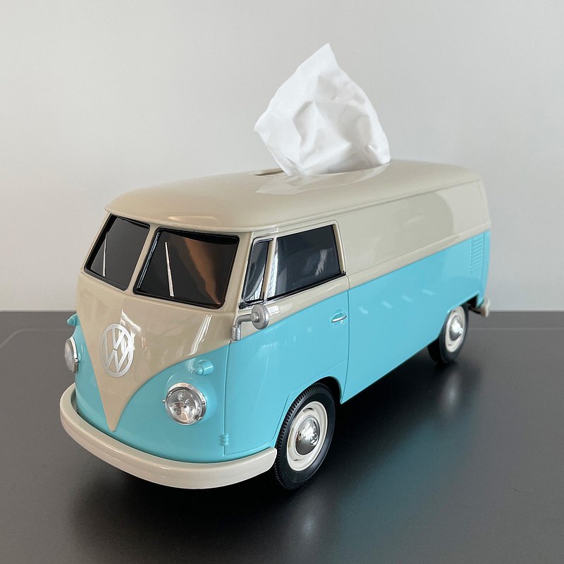 【2021全球限量版首發】典雅復古米藍雙色VW T1車型收納盒紙巾盒