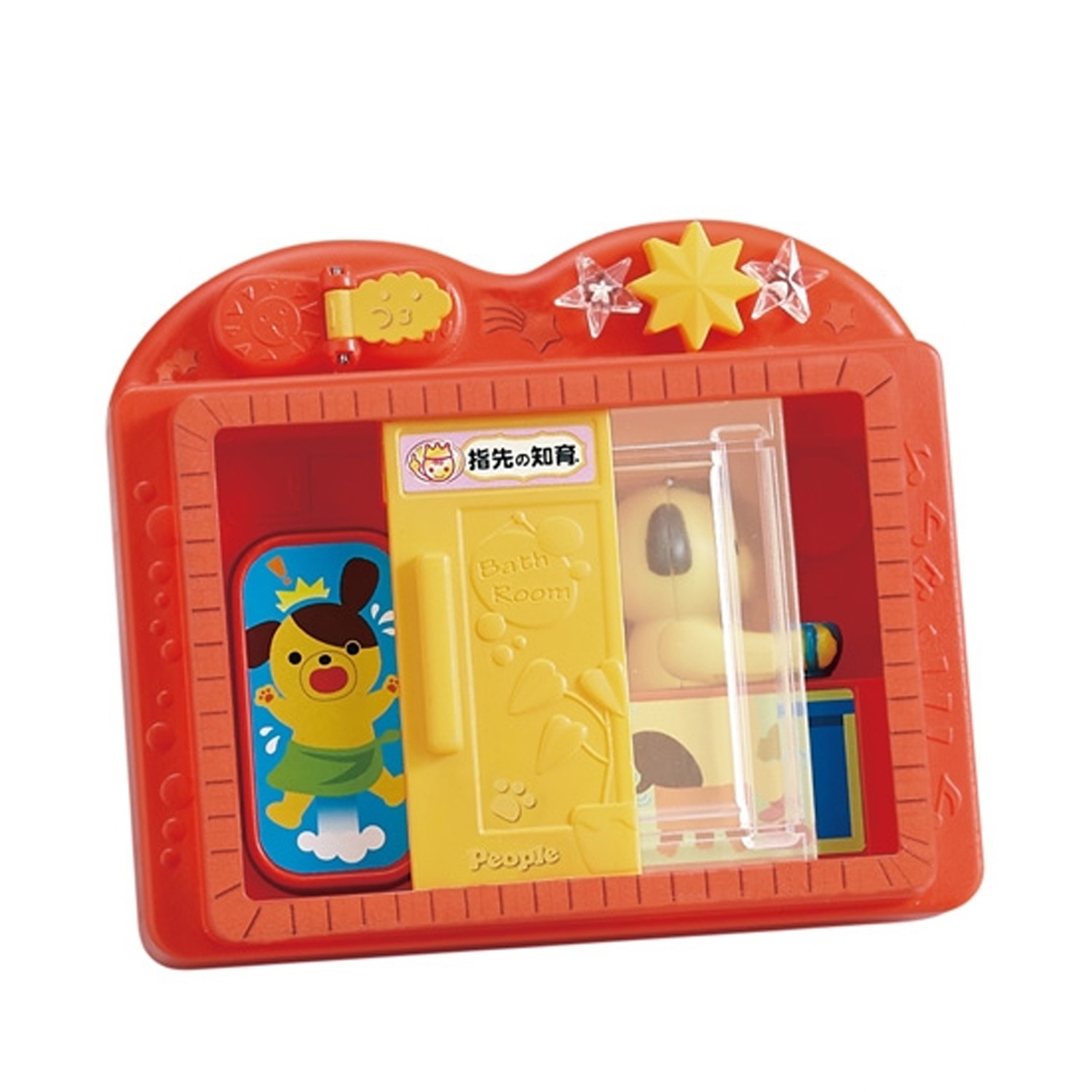 刺激手指及腦力發展，激發好奇的的寶寶玩具;People【新品】探索刺激小小門玩具材質:塑膠(ABS、MABS)適用年齡:9個月~產地:越南本體尺寸：約W14.5*D5*H13(cm)小baby總是對周