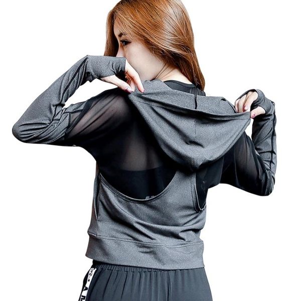 秋冬女運動外套 露背網紗拼接276