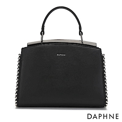 達芙妮DAPHNE-金屬圓珠鉚釘手提肩背包-黑