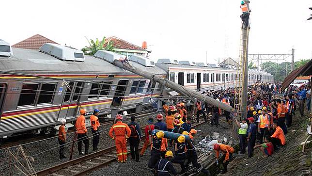 Penampakan Terkini Kondisi KRL yang Anjlok di Bogor