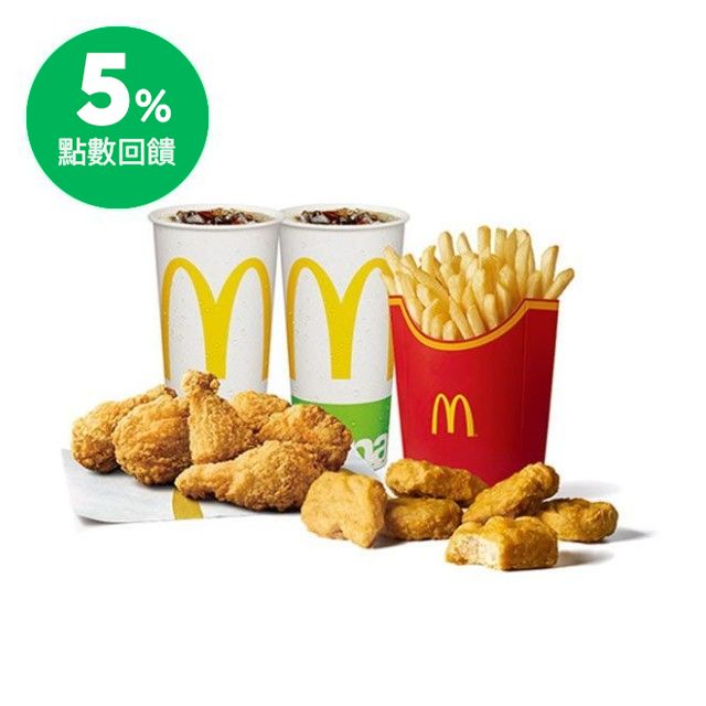 ✦饗樂趣 使用LINE PAY購買指定商品滿2筆並於04/30完成兌換享2%加碼回饋 ✦麥當勞品牌月 04/30前完成兌換享5%加碼回饋 ✦合計最高享12%回饋 商品內容 麥脆鷄腿6塊(辣味)+薯條(