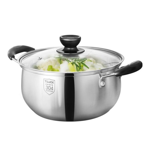 湯鍋 蒂洛克304不銹鋼湯鍋蒸鍋家用電磁爐專用燃氣加厚煮鍋迷你小火鍋【韓國時尚週】