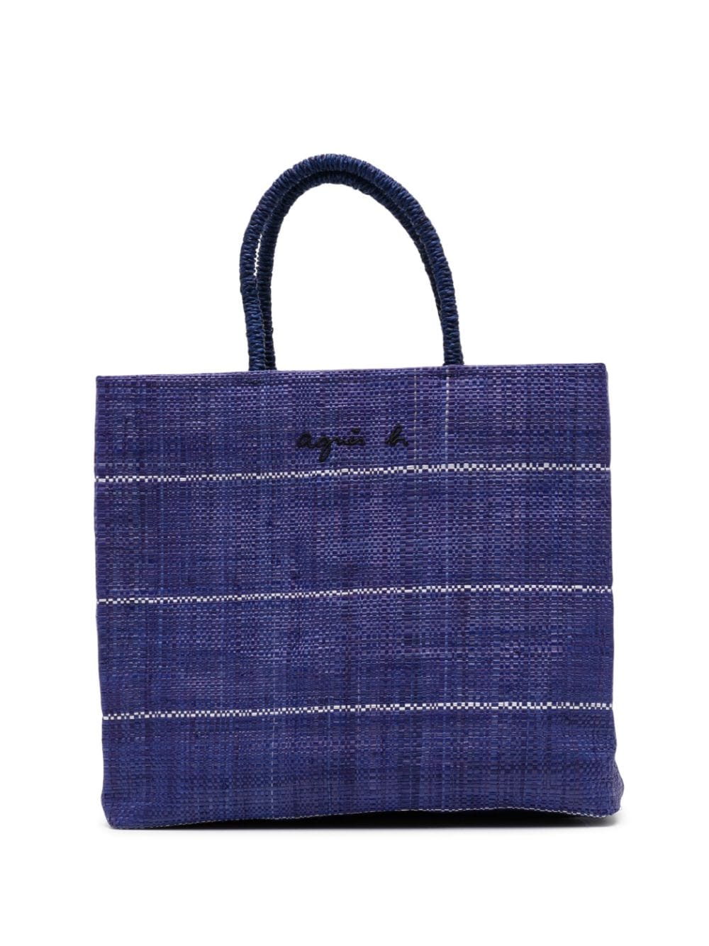 agnès b. - logo-embroidery raffia beach bag - women - Raffia - One Size - Purple
