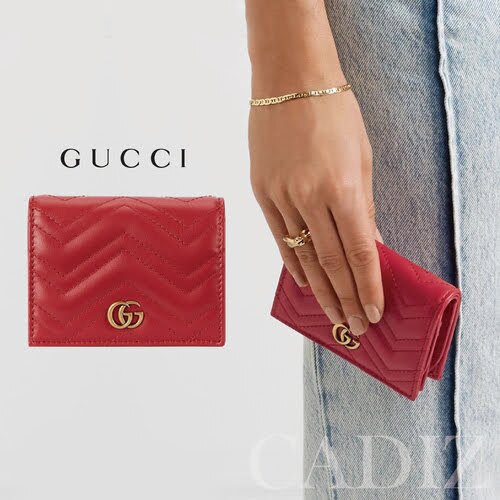 【刷卡滿5000享11%點數回饋】｜預購 義大利正品 GUCCI GG marmont Red leather wallet 紅色皮革金色雙G短夾 466492▶ 雙11購物節