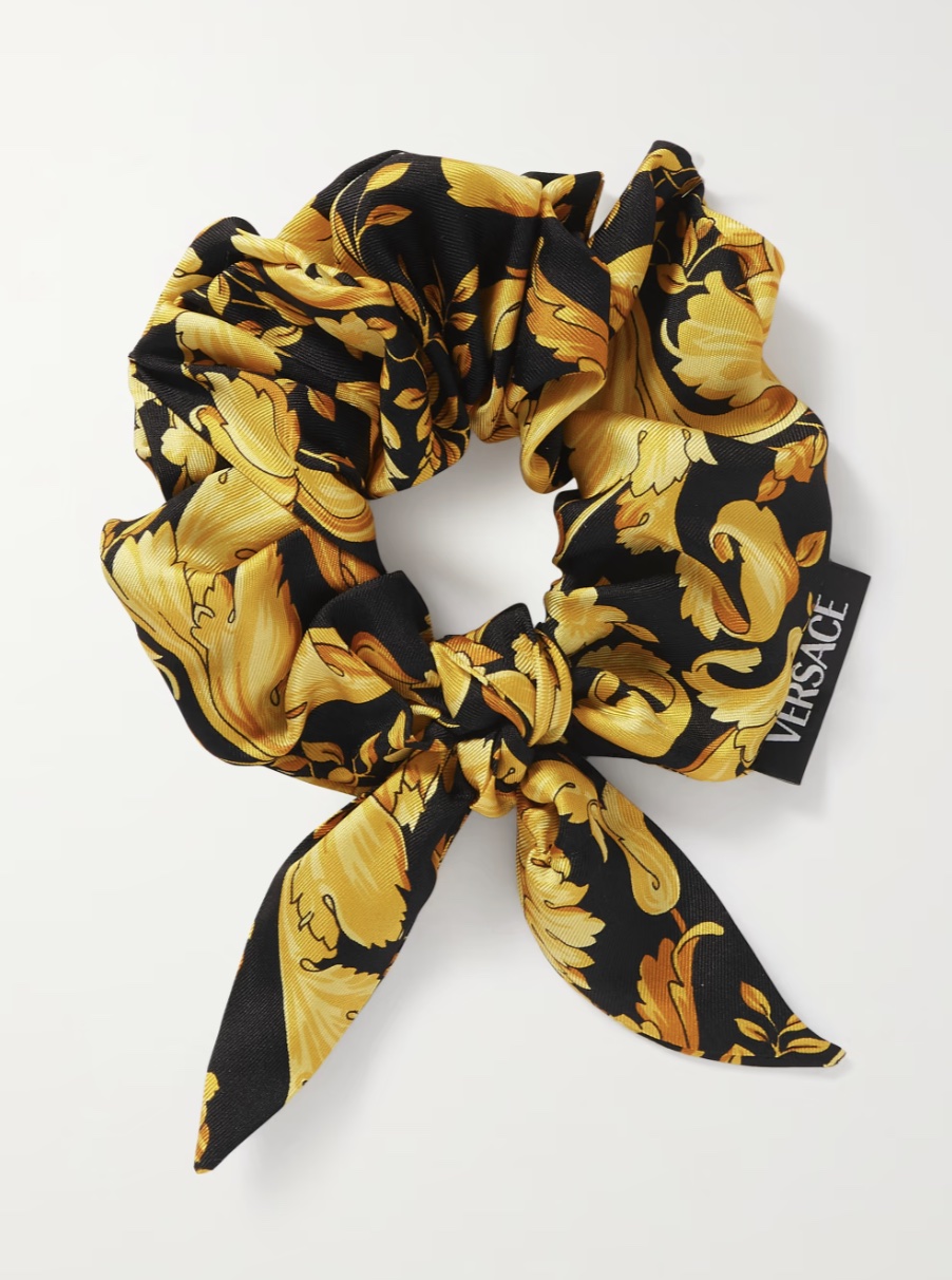 VERSACE Printed silk-twill scrunchie