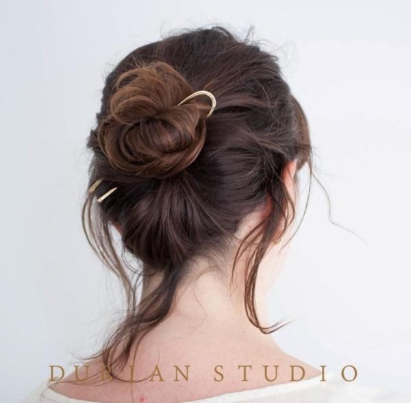 髮簪 日繫金屬盤發發簪氣質u型發釵簪子發飾丸子頭釵子 【韓國時尚週】