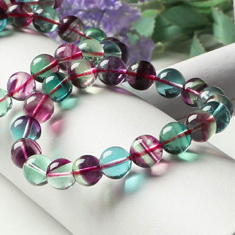 親寶水晶天然高冰通透彩虹螢石手鏈女款 多圈手串飾品 母親節禮物