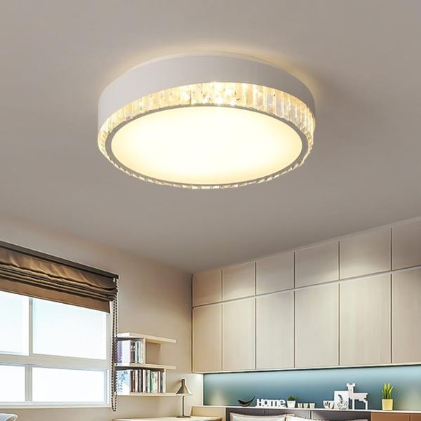 led新款水晶圓形吸頂燈現代簡約臥室餐廳書房酒店咖啡廳燈飾燈具