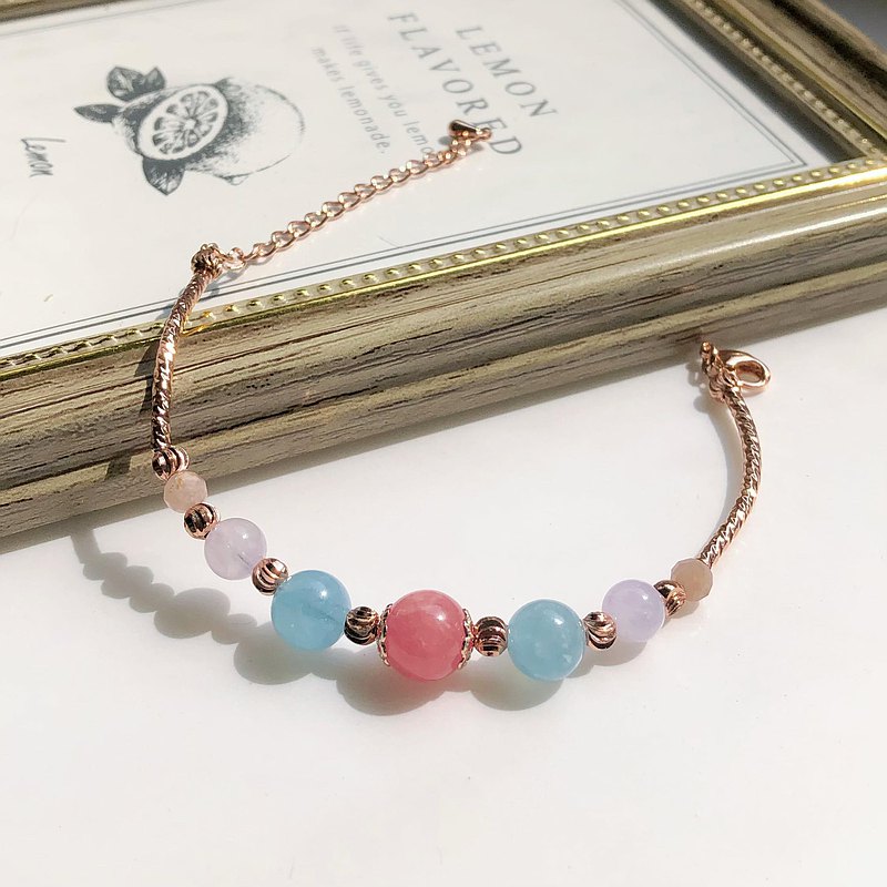 紅紋石 海藍寶 紫水晶 粉晶 水晶手鏈 天然石 生日禮物 愛情運