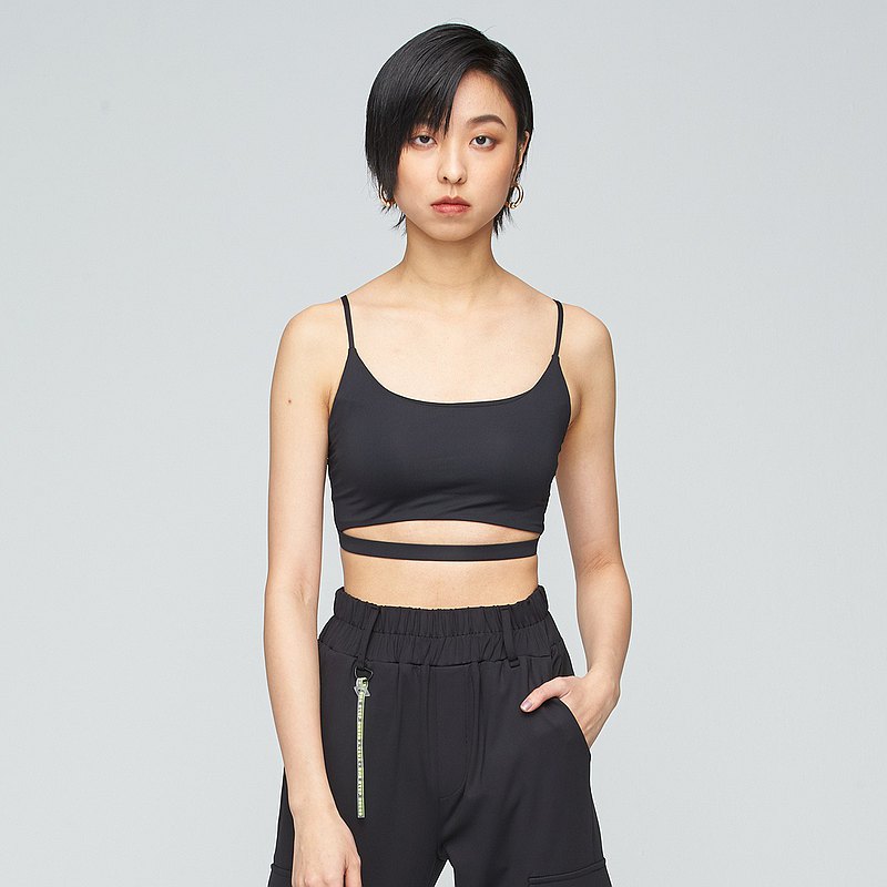 Ultracool-涼感鏤空造型Bra背心(女)-膠片黑