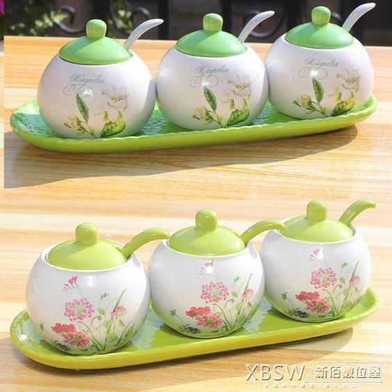 陶瓷調味罐三件套裝廚房用品家用調料盒油鹽罐組合裝調料罐佐料盒CY