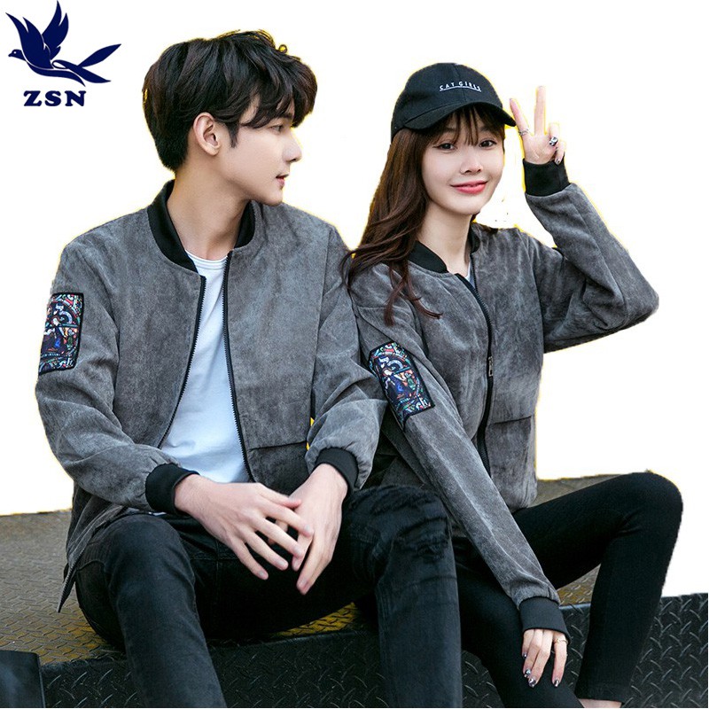 秋冬新品情侶燈芯絨棒球外套 棉質保暖防風印花潮牌寬鬆大尺碼立領外套 復古流行個性修身防寒外套 運動教練夾克外套男生夾克