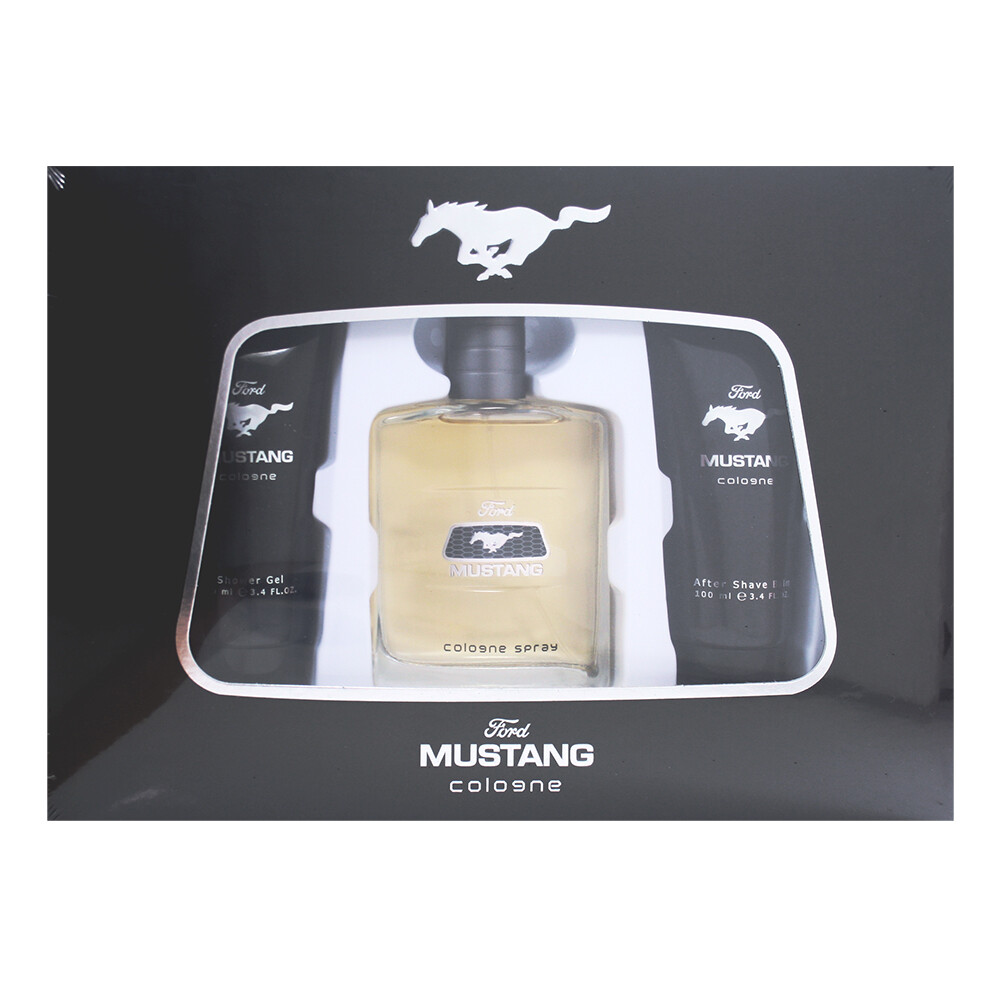 禮盒內容物: 1.FORD MUSTANG 福特野馬 同名 男性淡香水100ml 2.FORD MUSTANG 福特野馬 同名男香 沐浴膠100ml 3.FORD MUSTANG 福特野馬 同名男香 