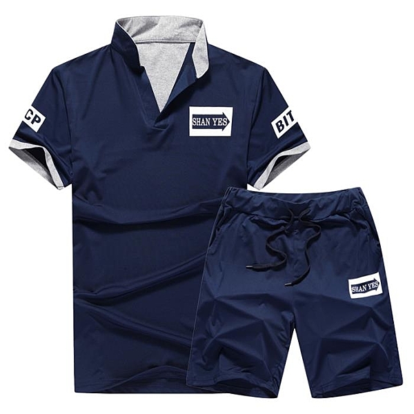 運動套裝男士夏季跑步服健身服短袖T恤短褲五分褲薄款休閒運動服