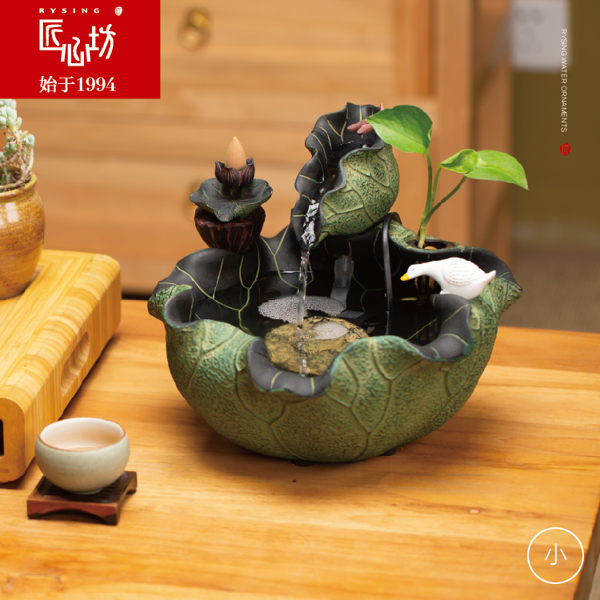 匠心坊新中式招財景觀流水擺件辦公室內桌面工藝品風水擺設裝飾品 MKS宜品