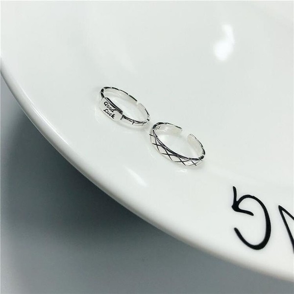 TTikk tik~韓國尾戒防小人優雅交叉紋s925純銀戒指復古輕奢時尚性精美