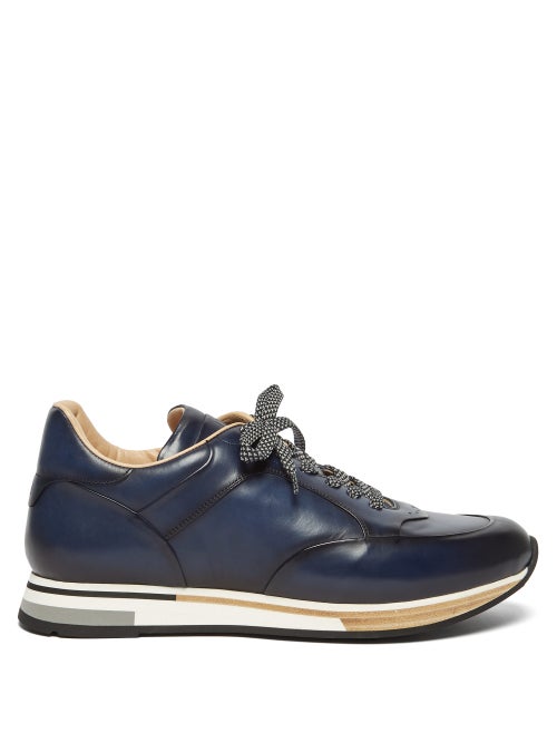 Dunhill - Dunhill applies its illustrious craftsmanship to these navy Duke Patina trainers - the nam