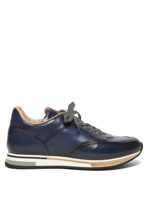 Dunhill - Dunhill applies its illustrious craftsmanship to these navy Duke Patina trainers - the nam