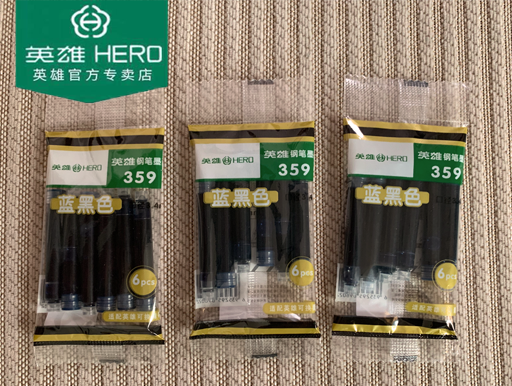 正品英雄鋼筆墨囊359鋼筆墨水膽鋼筆水小學生⑩可替換一次性口徑3.4mm筆芯通用散裝配套包郵批發藍黑純藍色黑色