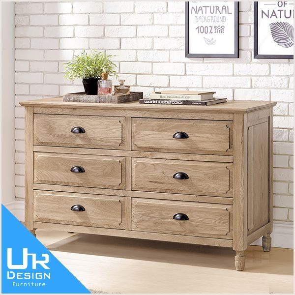 美式鄉村風伊利諾白橡全實木六斗櫃(19I20/B176-02)
