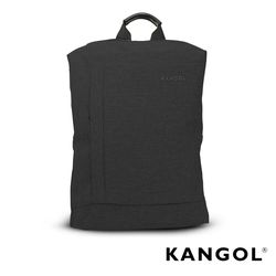 【KANGOL】韓國IT男爵系列-金屬釦抓皺設計防潑水男女休閒機能後背包(混織黑 KG1155-02)