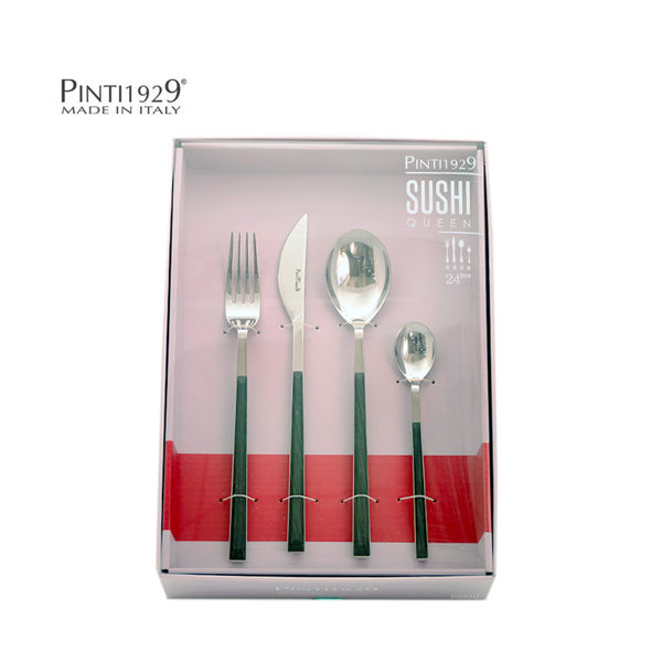 義大利Pintinox 24件餐具禮盒組(六人份套組)-仿烏木黑