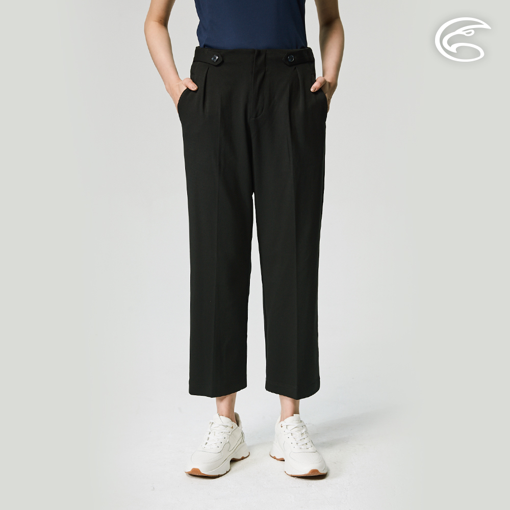 ADISI 女混紡羊毛快乾恆溫直筒九分保暖褲AP2221007 (S-2XL) 黑玉色｜德國Dralon纖維 速乾 保暖 輕量 機能長褲