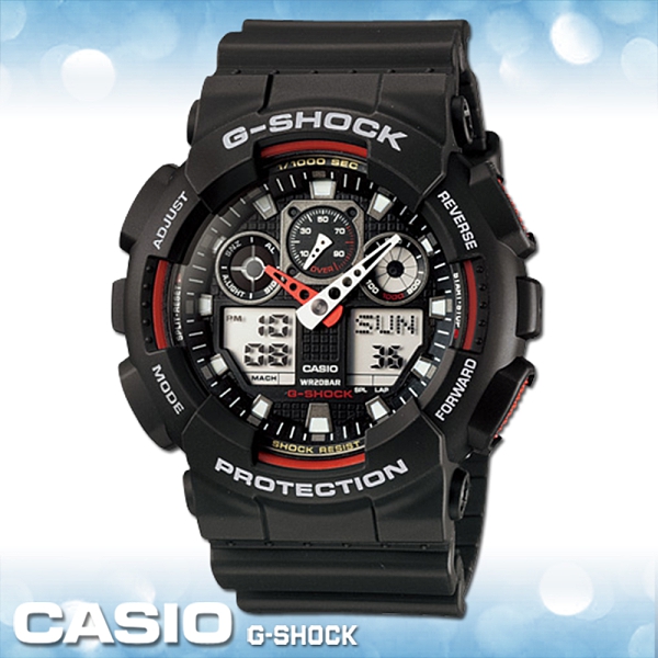 CASIO 卡西歐 手錶專賣 G-SHOCK GA-100-1A4 50MM大錶徑 粗曠機械感 雙顯錶