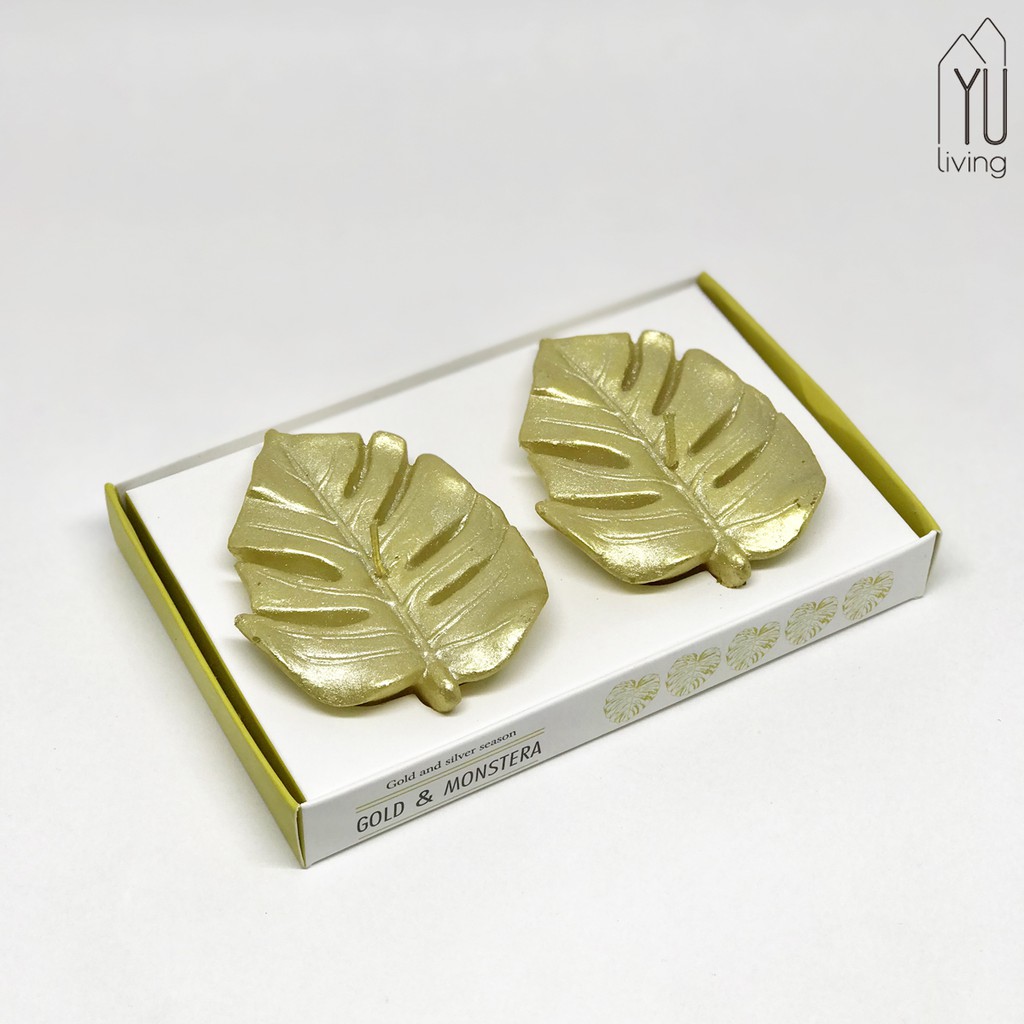 YU Living 流金樹葉造型蠟燭二入組