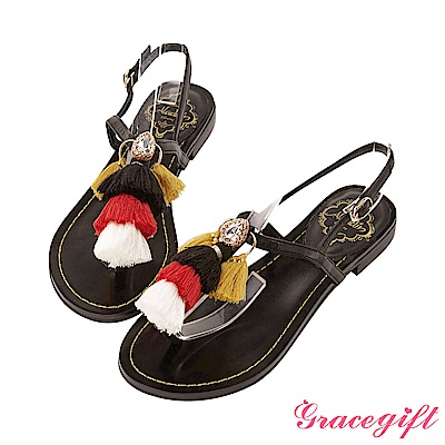 細緻繽紛流蘇穗飾專屬阿拉丁氛圍精緻雕花鑲邊寶石華麗高雅氣息T字細帶微露腳背美肌