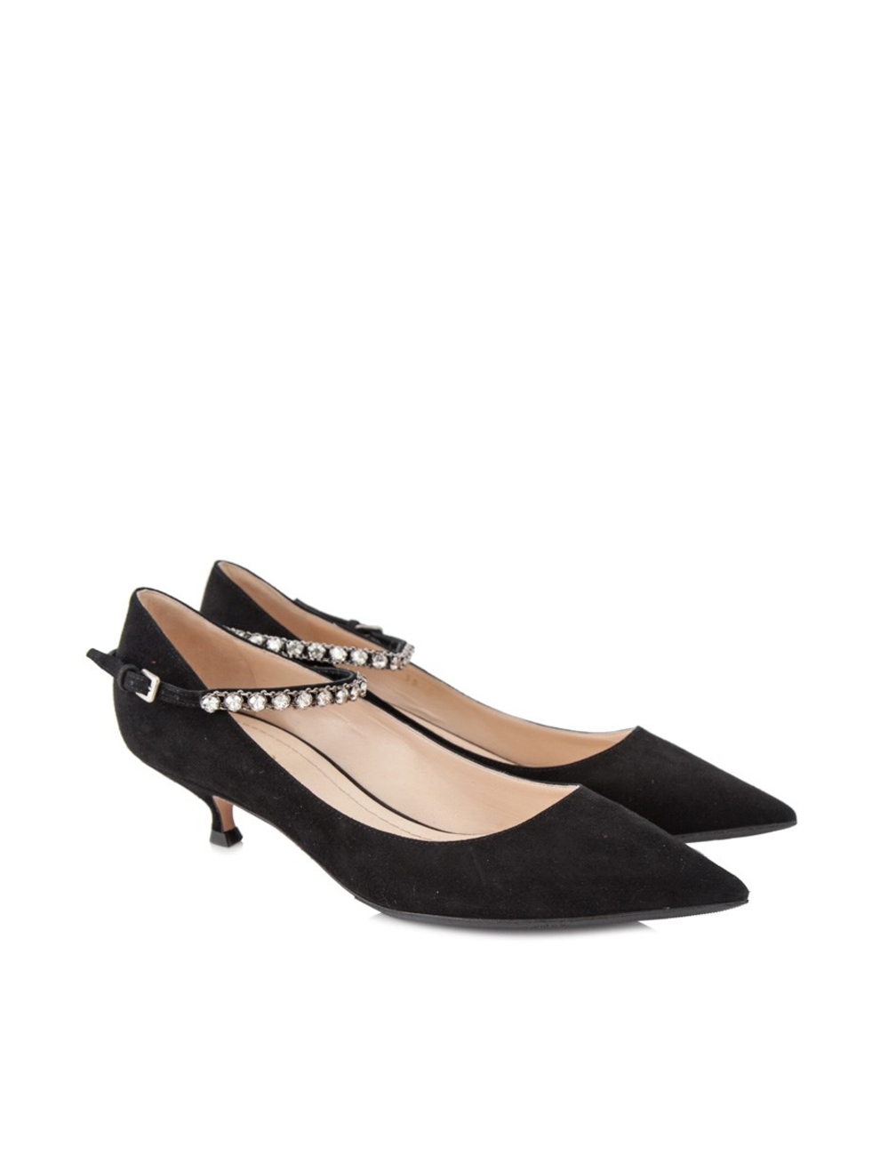 細節 -絨面革鞋面 -銀和金色調的硬件 可調節的腳踝帶 -施華洛世奇水晶的詳細信息 -皮革鞋墊，飾有浮雕設計師字樣 -皮革鞋底，飾有浮雕設計師字樣和凸起星狀細節 -歐盟尺碼38.5 -寬度D 條件 -