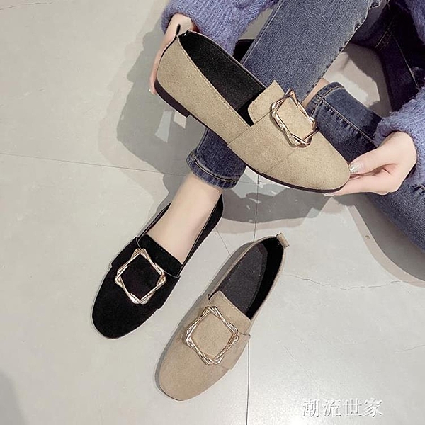 鞋子女春豆豆鞋2019新款春秋百搭網紅一腳蹬平底平底鞋懶人鞋單鞋