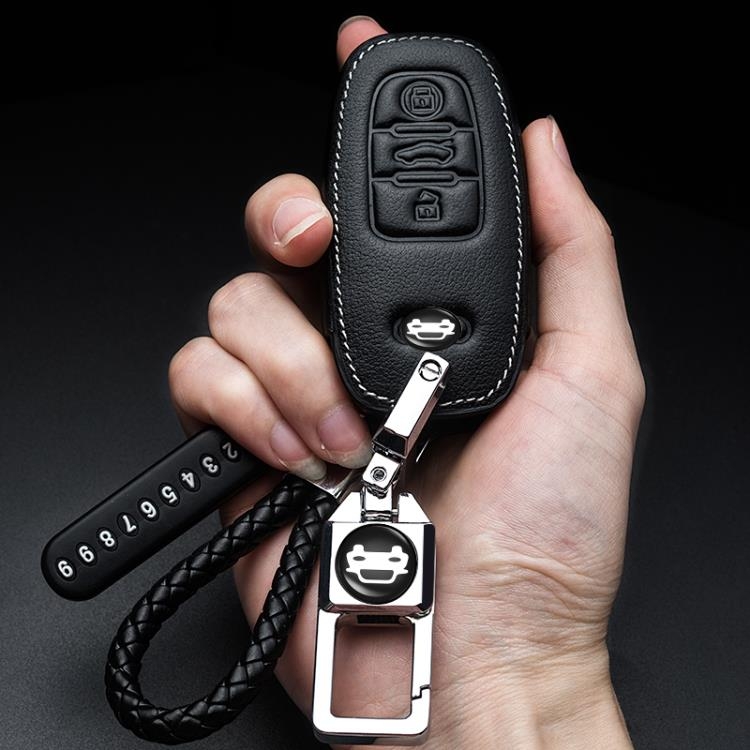 「樂天優選」新款奧迪鑰匙套a4l鑰匙殼a6真皮a3高檔q5汽車q7鑰匙包q3扣錬男女