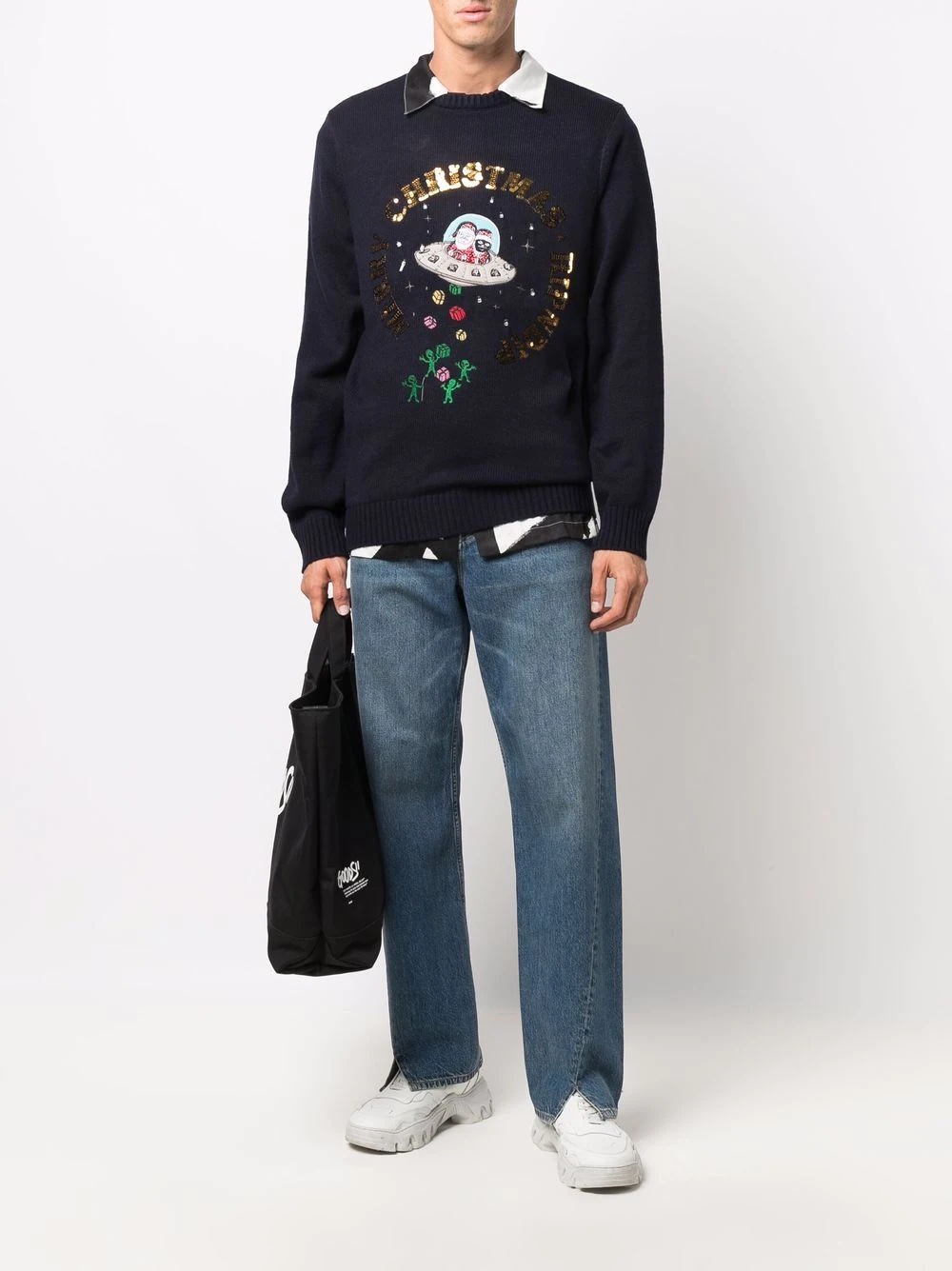 Ripndip sequin-embellished spaceship Christmas jumper