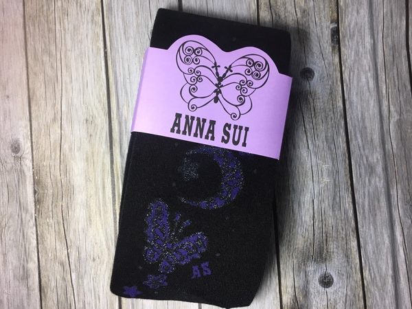 【京之物語】日本製ANNA SUI閃閃紫蝴蝶月亮女性舒適褲襪M-L