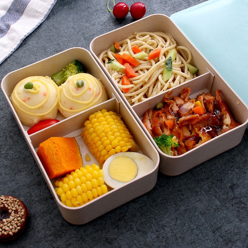 便當盒 健身餐分格隔輕食雙層日式簡約上班族便當飯盒套裝微波爐