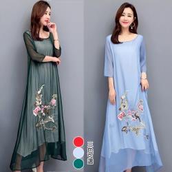 韓國K.W. (預購) 年度精選甜美樂活復古刺繡洋裝