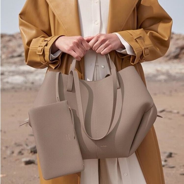 #nina腋下包#正品POLENE女包小眾真皮水桶包大容量通勤包托特包手提單肩腋下包